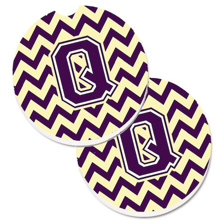 Carolines Treasures Letter Q Chevron Purple and Gold  Cup Holder Car Coaster, PK2 CJ1058-QCARC